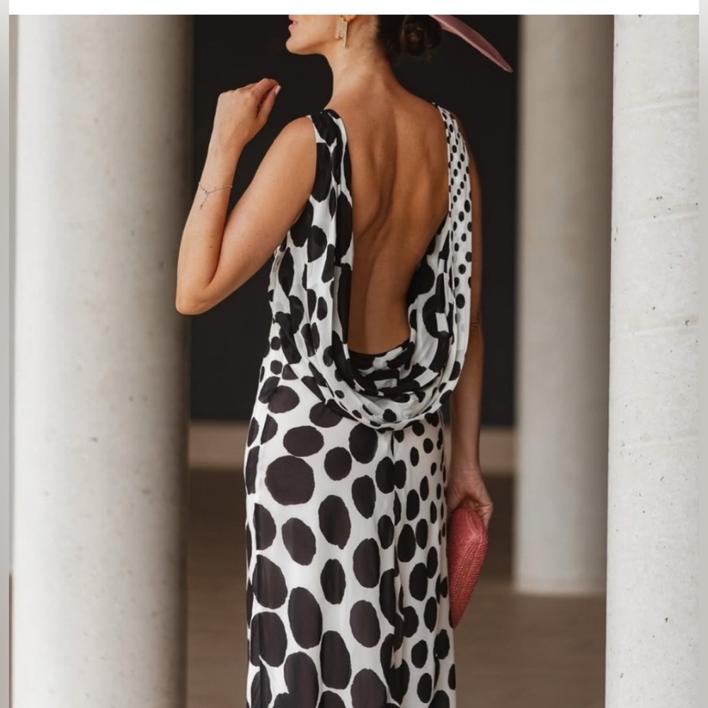 Zara Black and White Polka Dot Maxi Dress - Picture 4 of 9
